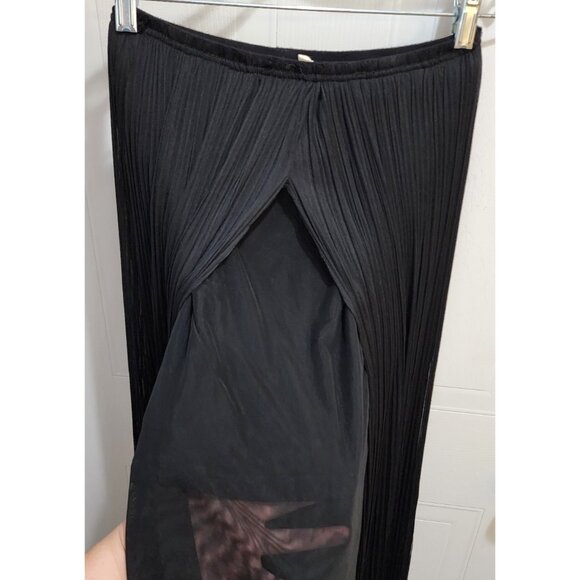 NEW Mystree Anthropologie Womens Sz S Mini Skirt Maxi Mesh Pleated Overlay Black - Picture 4 of 10